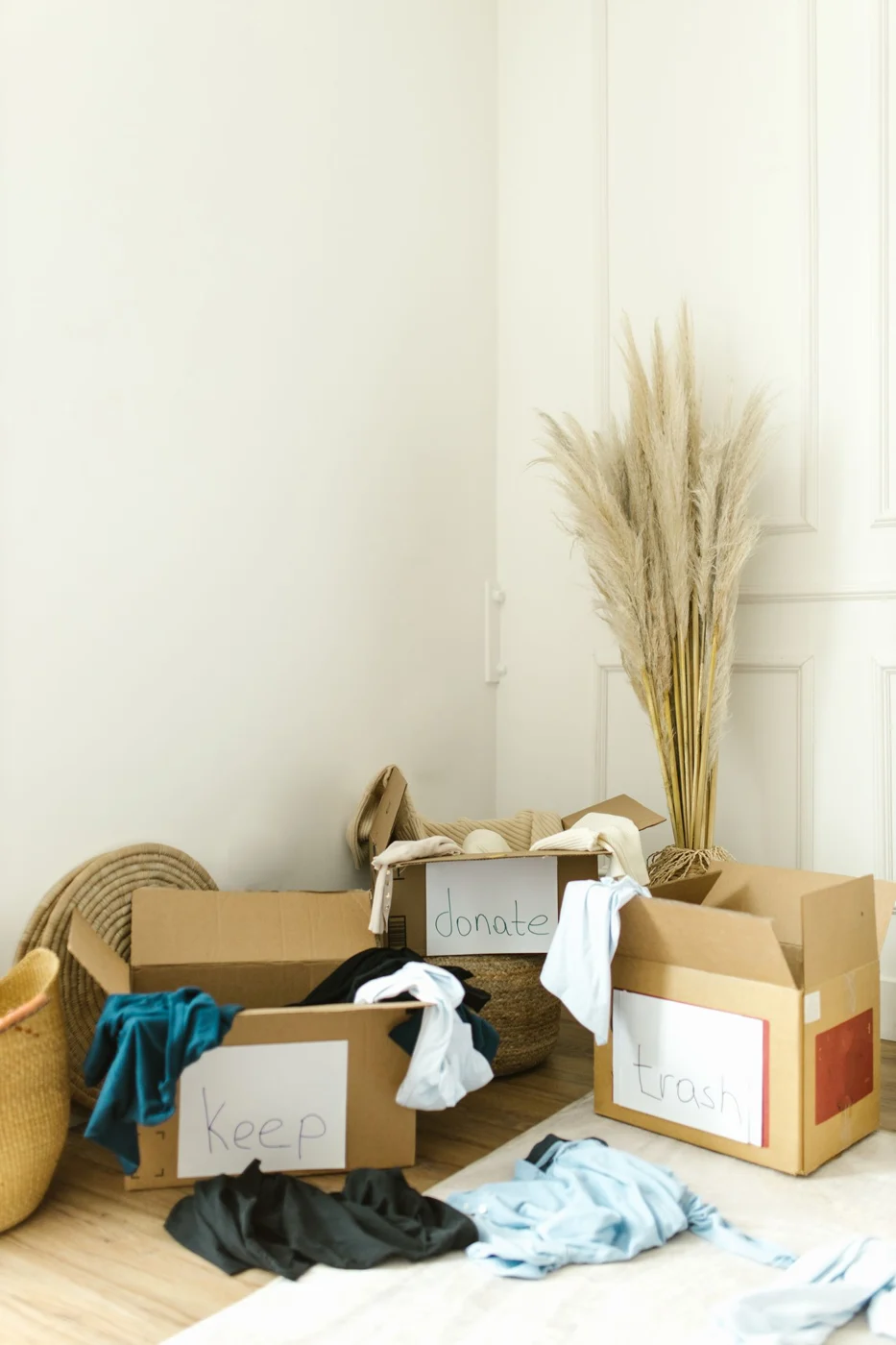 Boxes used to sort household belongings