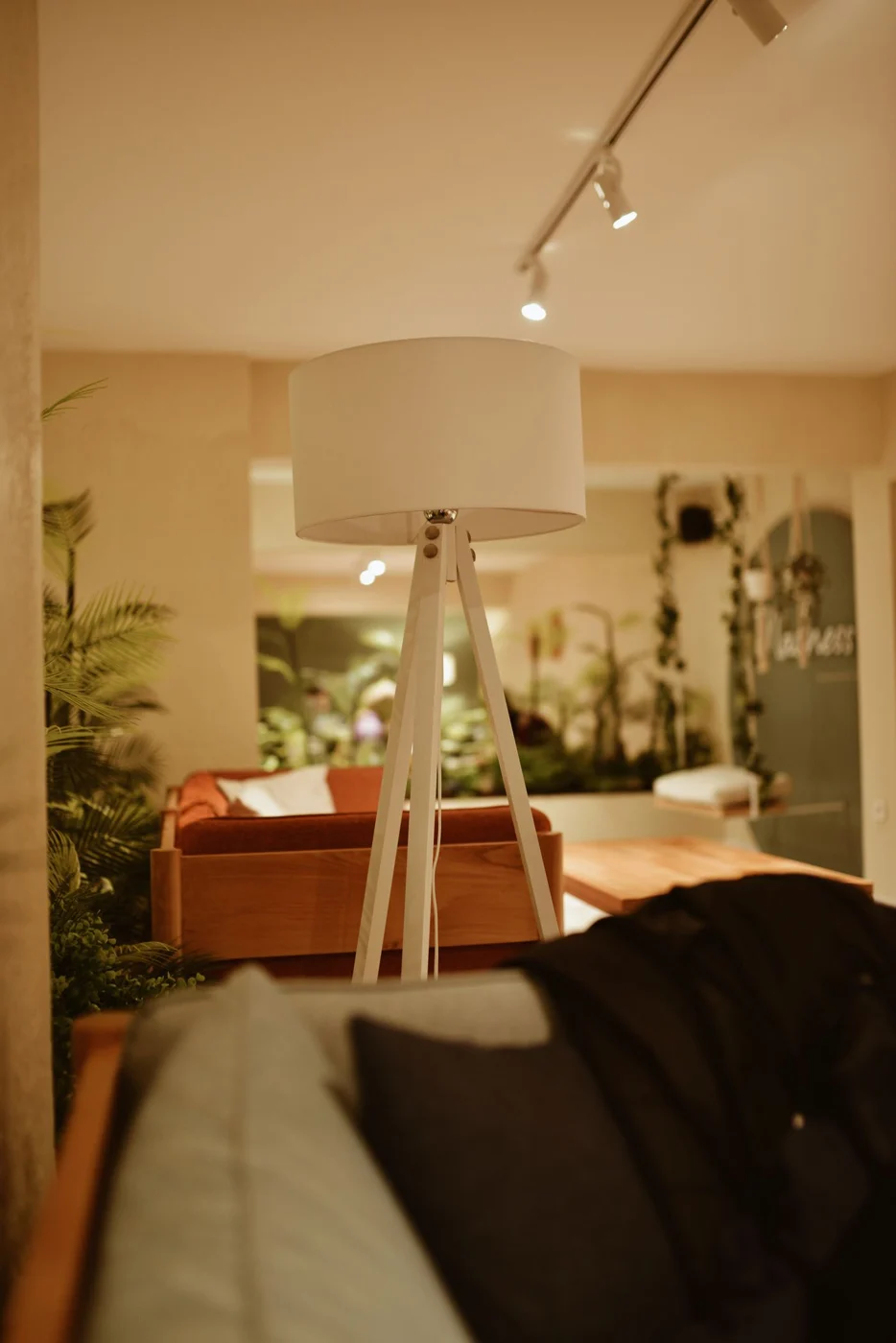 Floor lamp illuminating a room corner