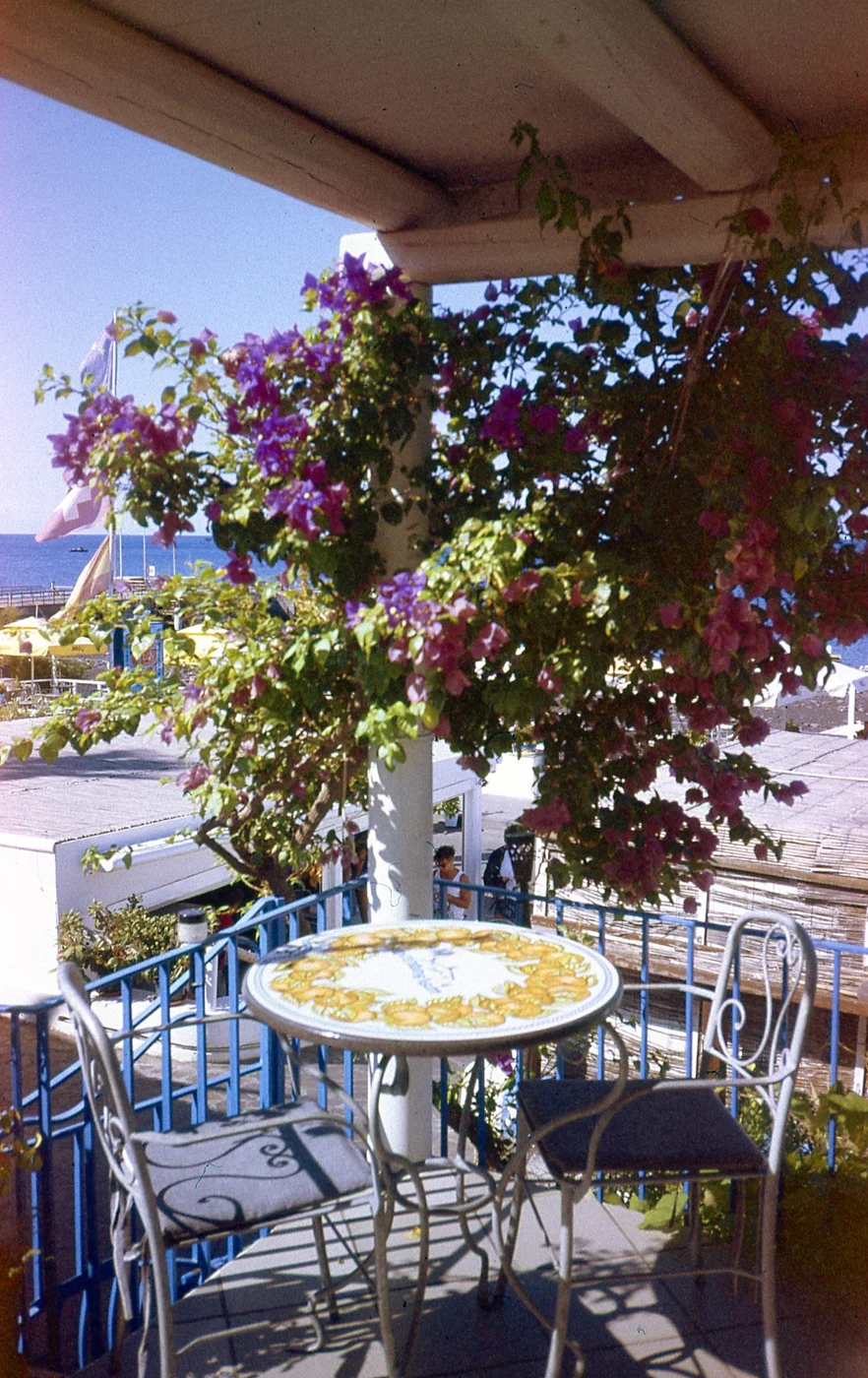 Two chairs and a small table on a balcony